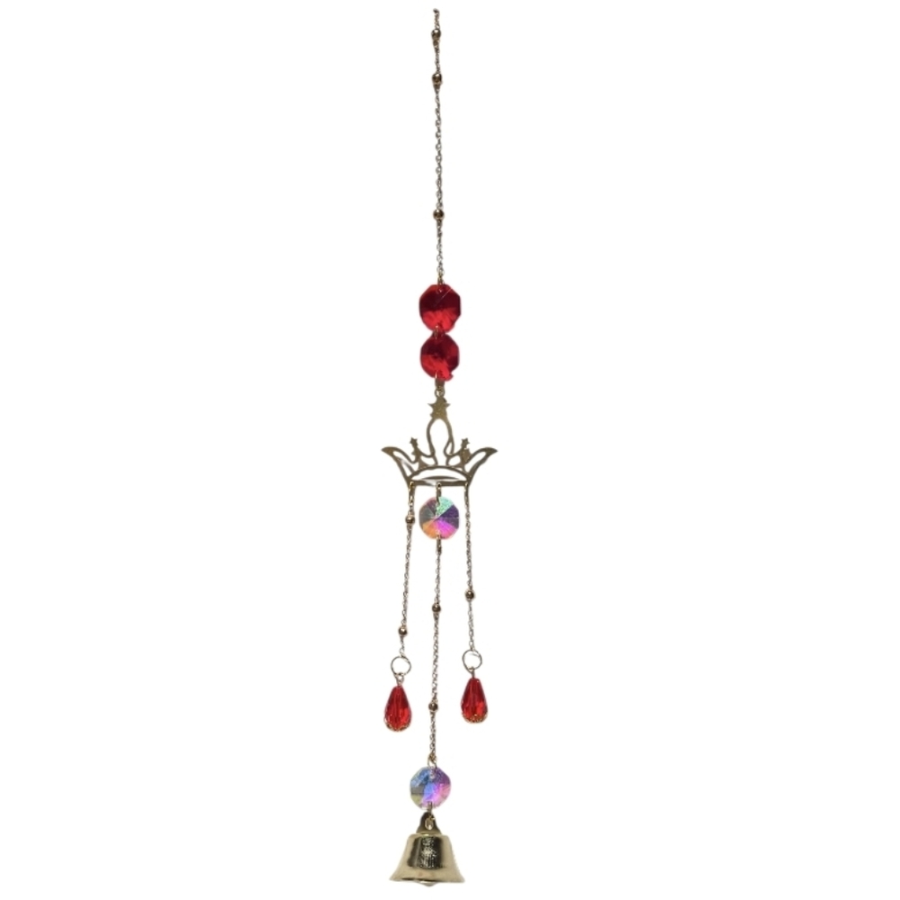 Hanging Crystal Bell Ornament with Crown Charm iridescent